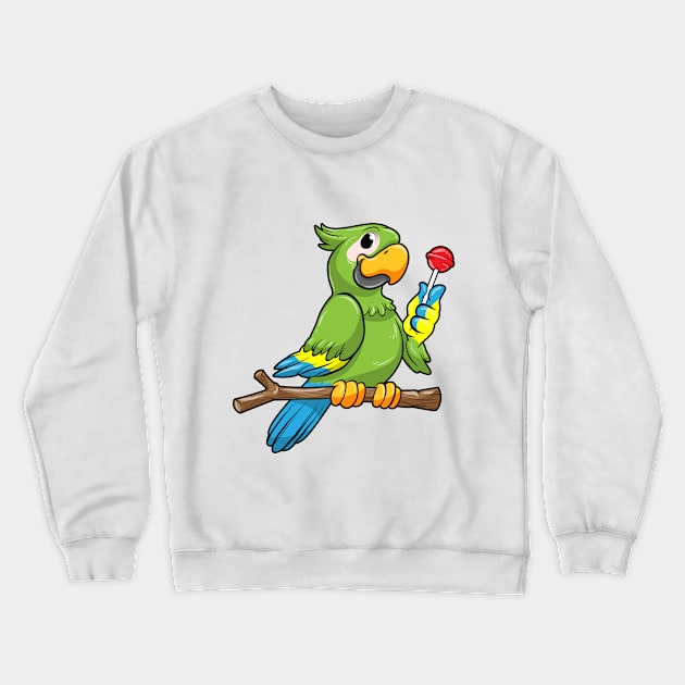 Parrot with yellow Beak and Lollipop Crewneck Sweatshirt by Markus Schnabel